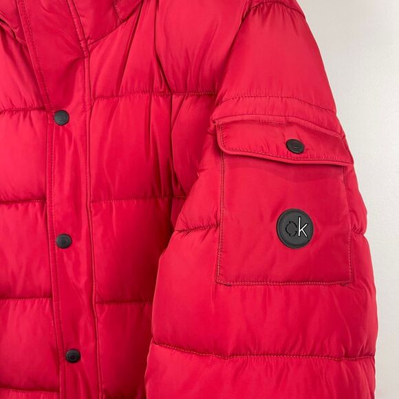 Calvin Klein Puffer Jacket Men's XL Red Alternative Down Full Zip Outdoor Winter - Picture 10 of 12